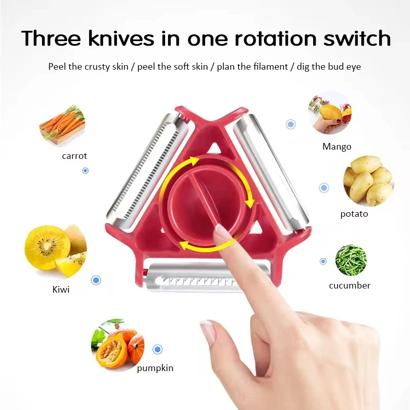 Kitchen Gadgets Set - Set di 3 Pelapatate Multifunzione in